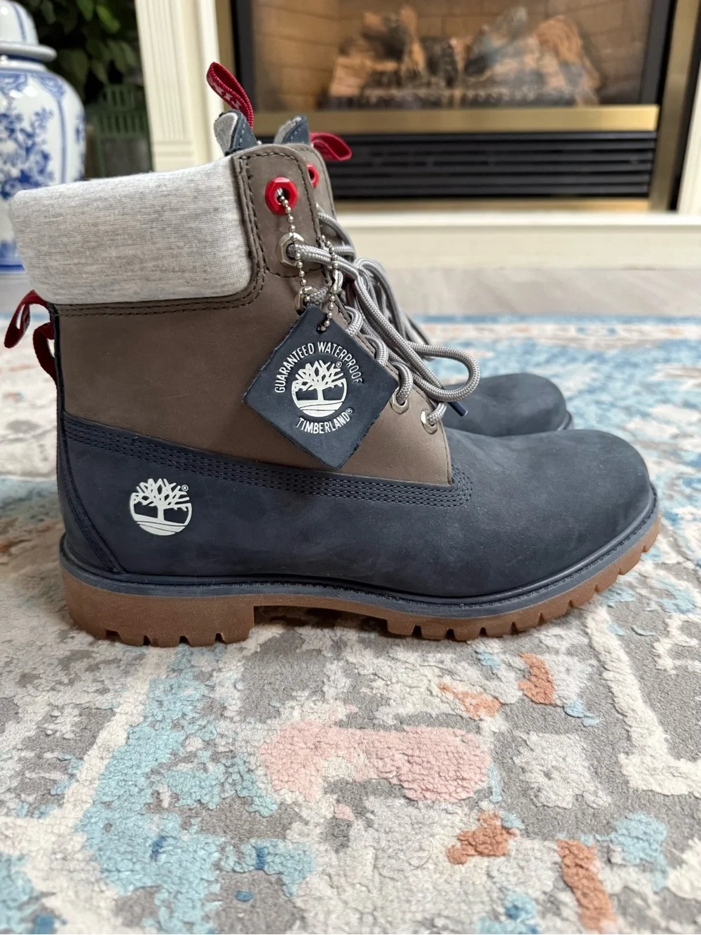 Timberland mans Navy, Gray & Red Lace-Up boot